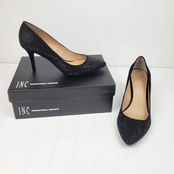 Macys Black Jewel Studded Pump Heels 